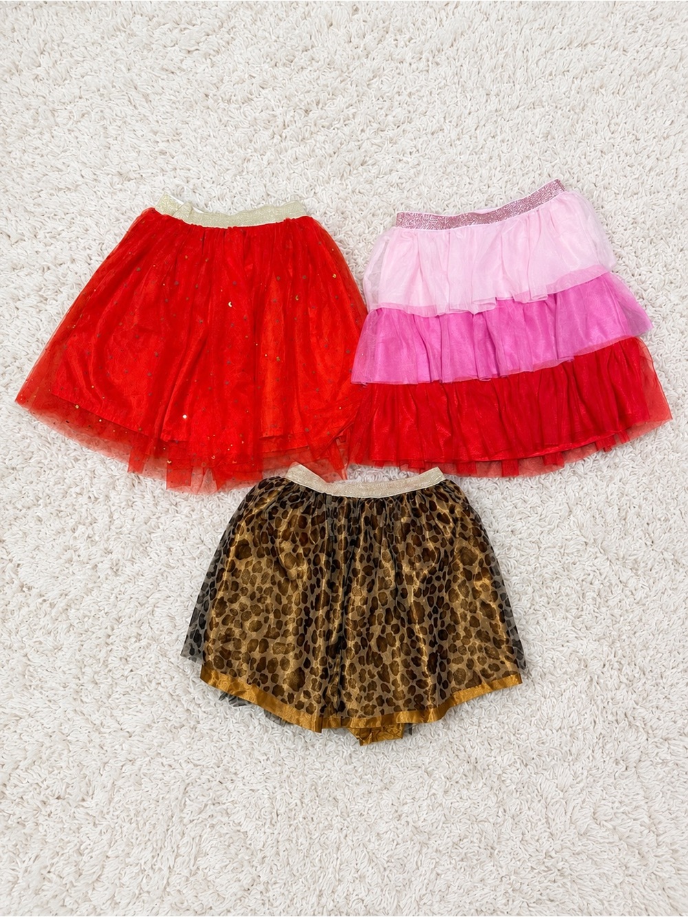Girls Size 7 Tulle Skirt Bundle Red Pink Leopard Dress Up